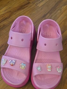 Crocs Megacrush Pink Sandals with Hello Kitty Charms